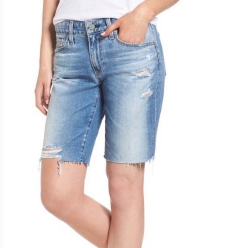 AG Adriano Goldschmied Nikki Denim Relaxed Skinny Distressed Shorts size 25